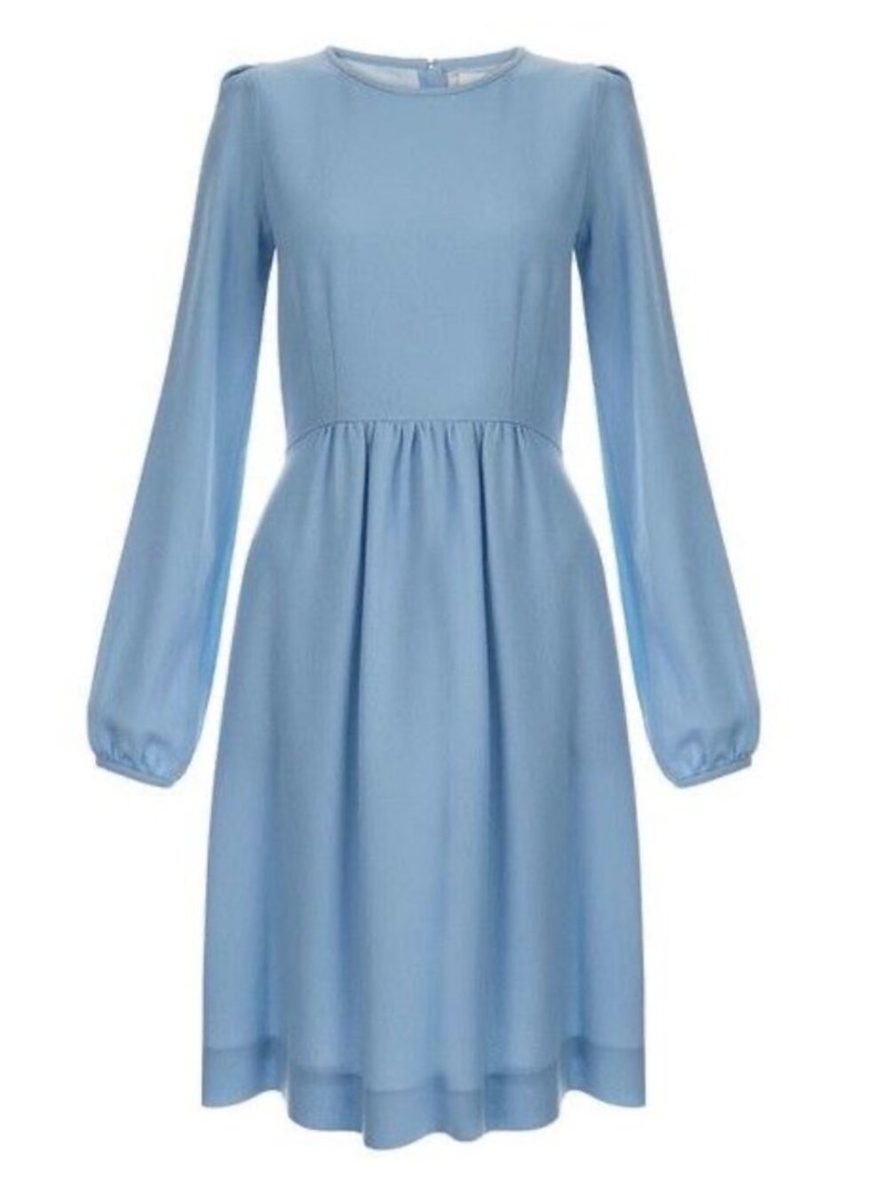 Goat Baylee Wool Crepe Dress Womens 4 Light Blue Ballon Sleeves Pleated Peasant